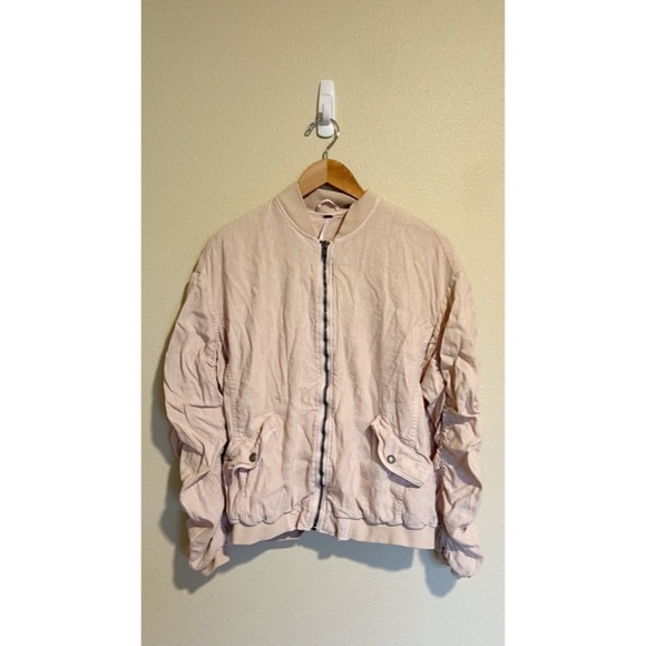 Free People Blush Ruched Zip-Up Damen Bomber Jacket S - Picture 2 of 11